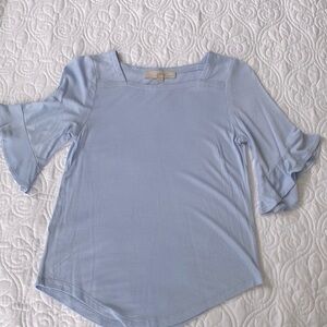 LOFT Soft Blue Flared Sleeve Top